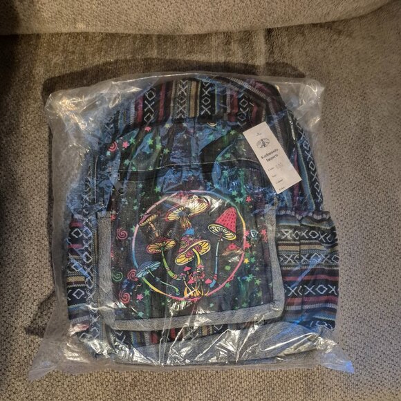 Kathmandu Imports Mushroom Backpack Lined Adjustable Straps Nepal - Picture 2 of 5